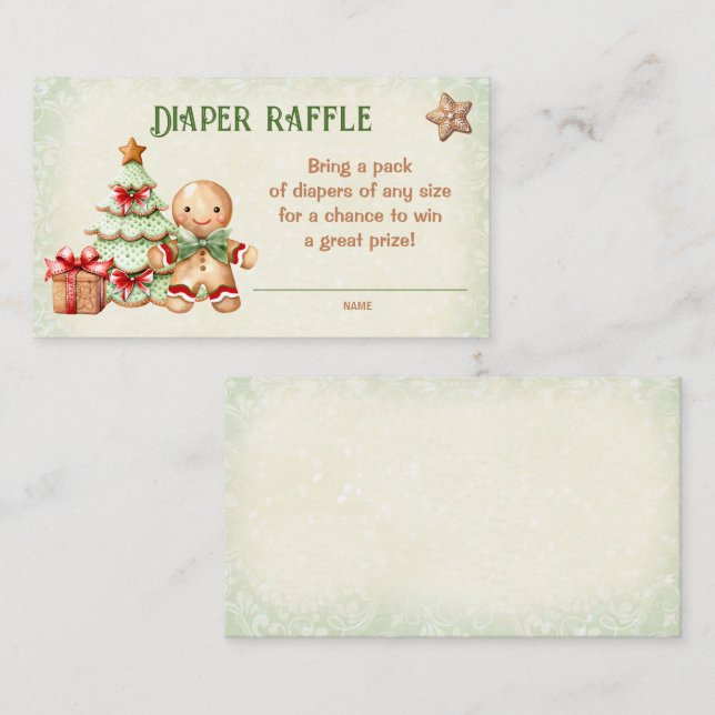 Gingerbread Christmas Baby Shower Diaper Raffle Enclosure Card (Front/Back)