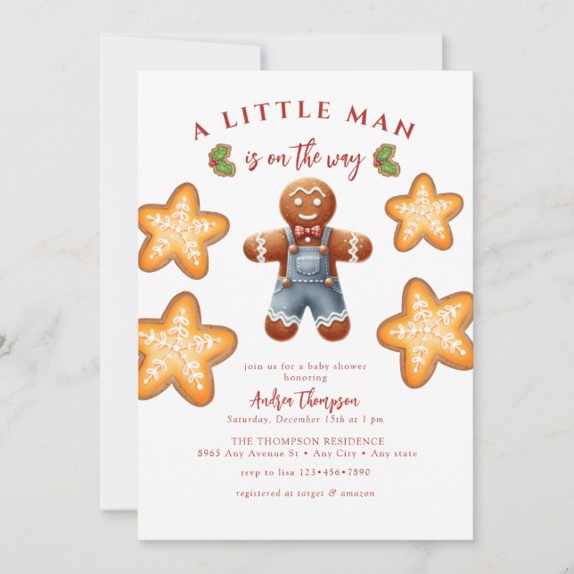 Gingerbread | Christmas Baby Shower  Invitation (Front)