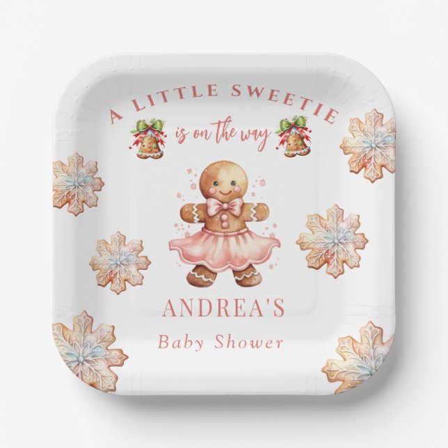 Gingerbread | Christmas Baby Shower  Paper Plate (Front)