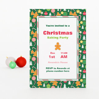 Gingerbread Christmas Baking Party Invitation