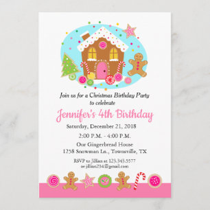 Gingerbread Christmas Birthday Party Invitation