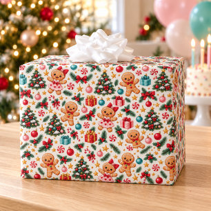 Gingerbread Christmas Birthday Wrapping Paper