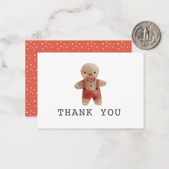 Gingerbread Christmas Boy Baby Shower Thank You Card (Front/Back In Situ)