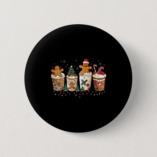 Gingerbread Christmas Coffee Cute Sweet Winter Hol 6 Cm Round Badge (Front)