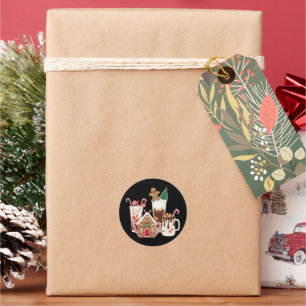 Gingerbread Christmas Coffee Lover Gift Xmas Classic Round Sticker