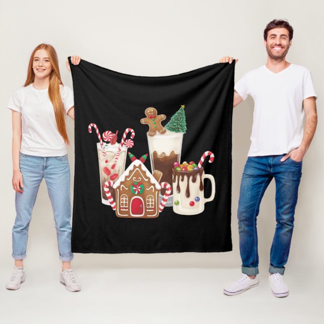 Gingerbread Christmas Coffee Lover Gift Xmas  Fleece Blanket (In Situ)