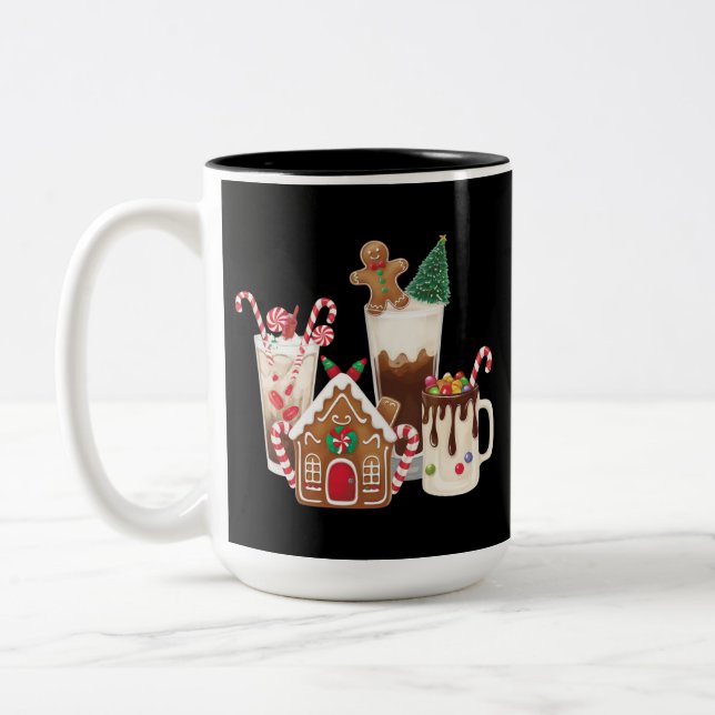 Gingerbread Christmas Coffee Lover Gift Xmas  Two-Tone Coffee Mug (Left)
