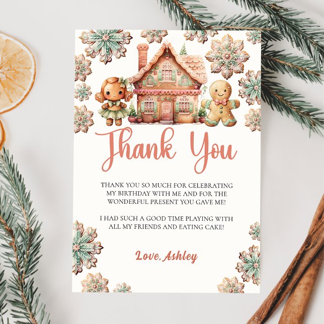 Gingerbread Christmas Cookie Birthday Thank You Card (Creator Uploaded)