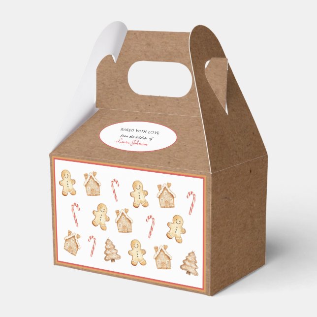Gingerbread Christmas Cookie Exchange kraft paper Favour Box (Front Side)