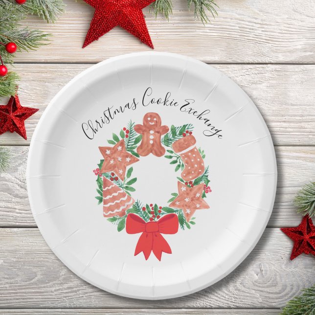 Gingerbread Christmas Cookie Exchange Party Paper Plate (Creator Uploaded)