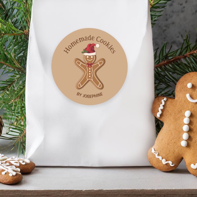 Gingerbread Christmas Cookie - Homemade Cookies Classic Round Sticker (Please note: This image is a digital mockup. The product may not be in scale.)