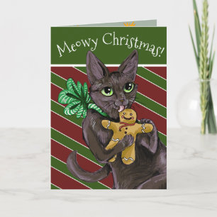 Gingerbread Christmas Cookie Kitty Holiday Card