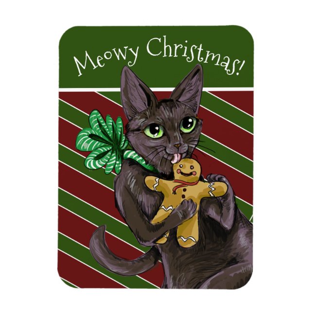 Gingerbread Christmas Cookie Kitty  Magnet (Vertical)