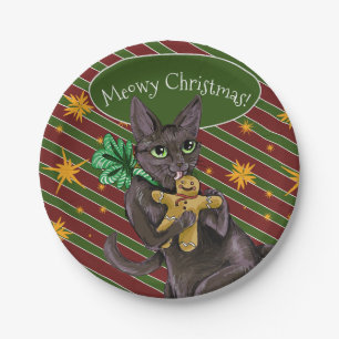 Gingerbread Christmas Cookie Kitty Paper Plate