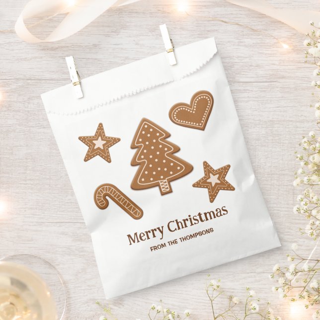 Gingerbread Christmas Cookie Shapes & Text Favour Bags (Clipped)