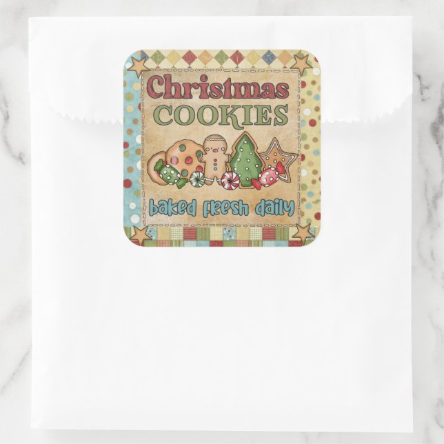 Gingerbread Christmas cookies baked fresh Daily Square Sticker (Bag)