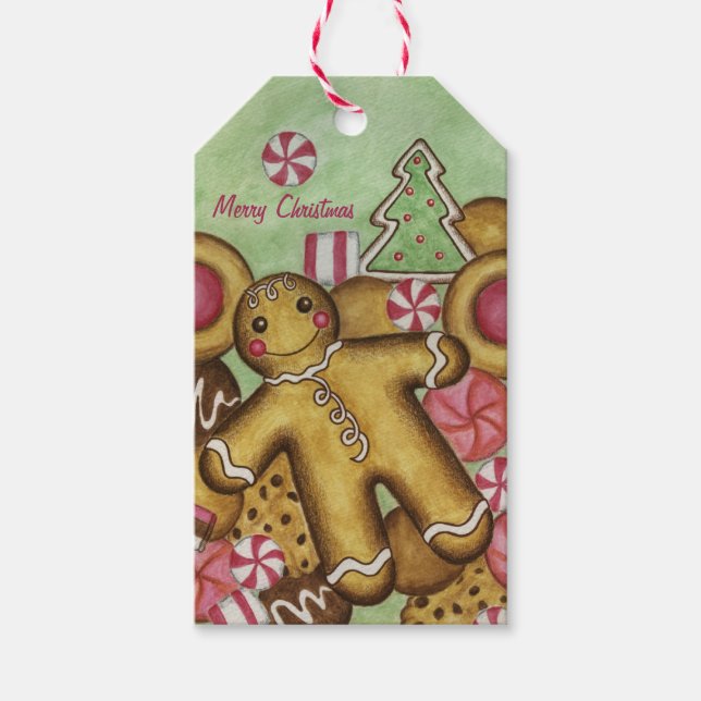 Gingerbread Christmas Cookies Candy Gift Tags (Front)
