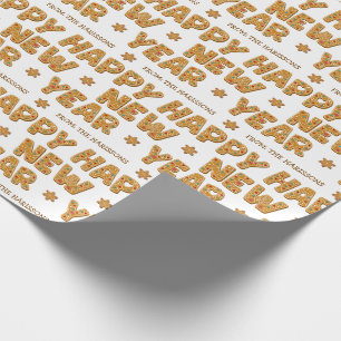 Gingerbread Christmas Cookies Custom Name New Year Wrapping Paper