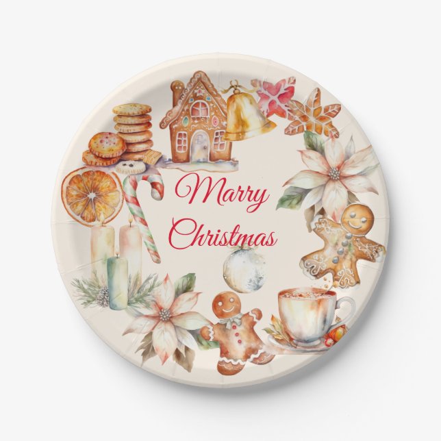Gingerbread Christmas Dinner Party  Paper Plate (Front)