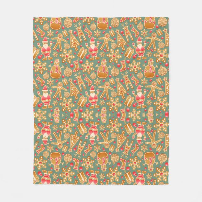 Gingerbread Christmas Fleece Blanket (Front)