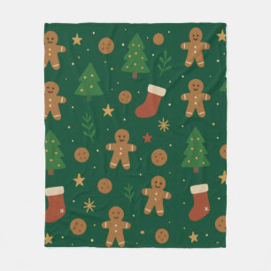 Gingerbread Christmas Fun Fleece Blanket