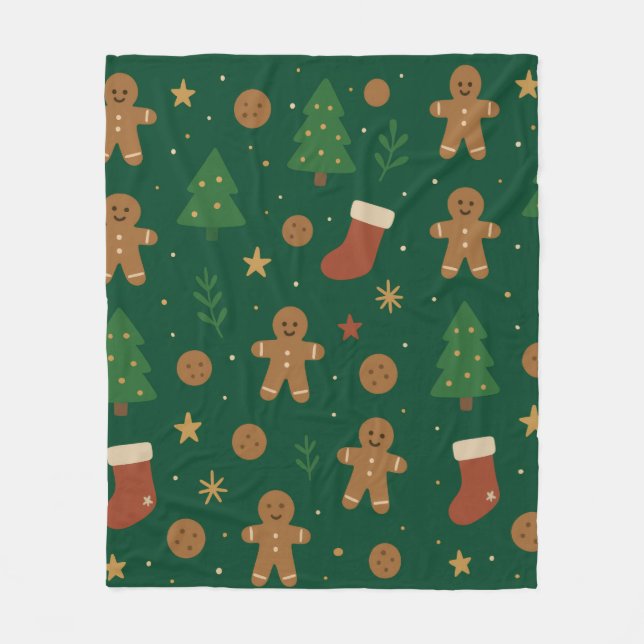 Gingerbread Christmas Fun Fleece Blanket (Front)