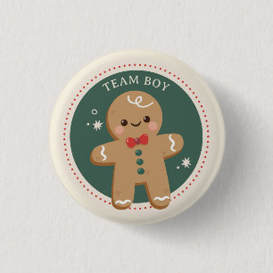 Gingerbread Christmas Gender reveal Team boy  3 Cm Round Badge