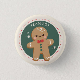 Gingerbread Christmas Gender reveal Team boy  3 Cm Round Badge