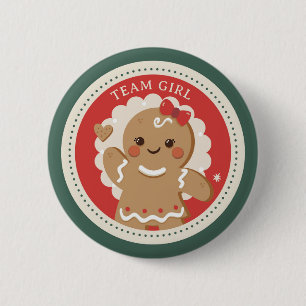 Gingerbread Christmas Gender reveal Team girl 6 Cm Round Badge