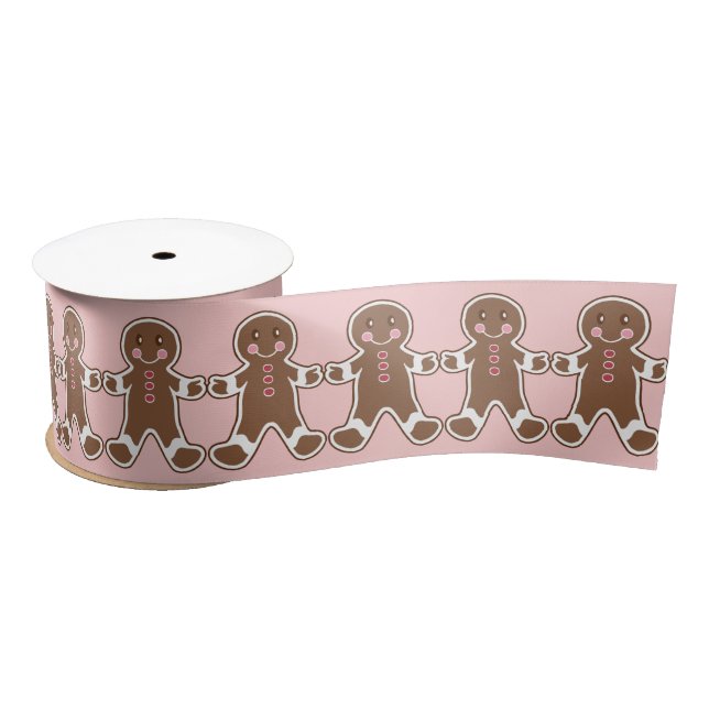 Gingerbread Christmas Holiday Craft Gift Ribbon Satin Ribbon (Spool)