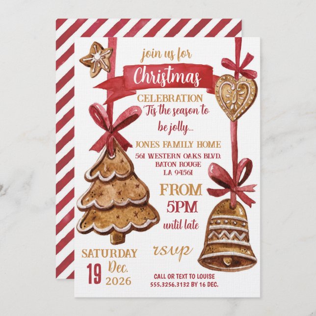 Gingerbread Christmas Holiday Party Invitation (Front/Back)