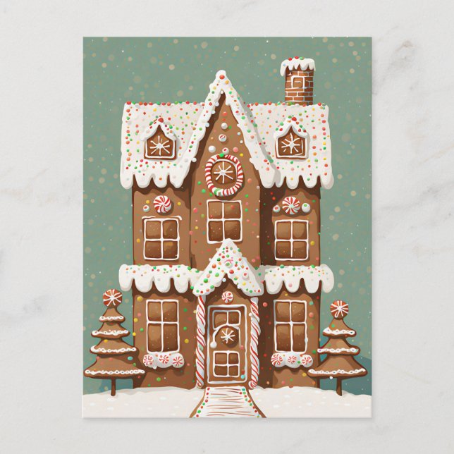 Gingerbread Christmas House, Postcrossing Postcard (Front)