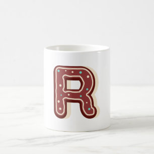 Gingerbread Christmas Initial Monogram Letter R Coffee Mug