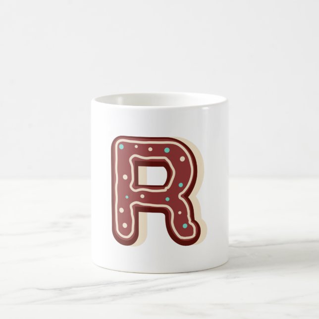 Gingerbread Christmas Initial Monogram Letter R Coffee Mug (Center)