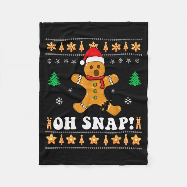 Gingerbread Christmas Oh Snap! Xmas Baking Baker H Fleece Blanket (Front)