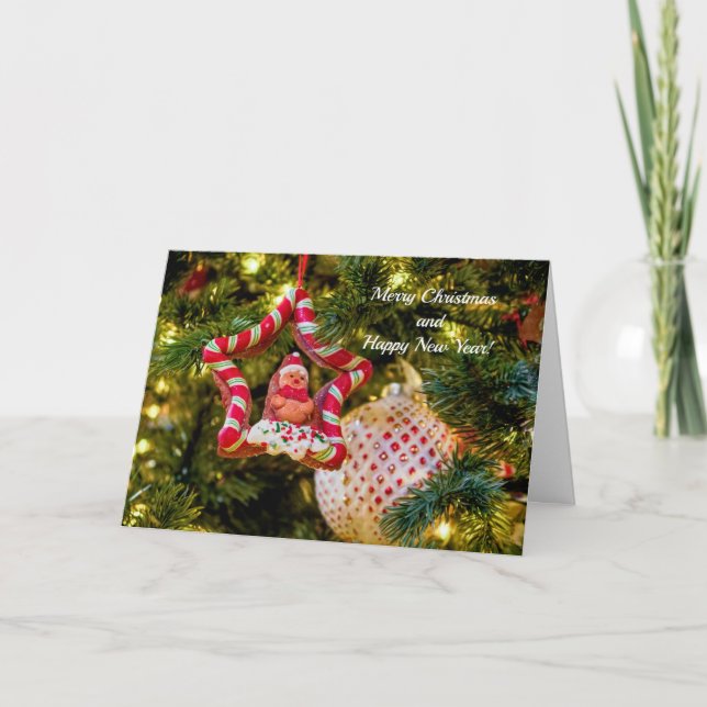Gingerbread Christmas Ornament Greeting Card (Front)