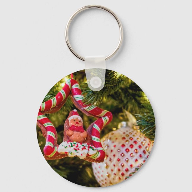 Gingerbread Christmas Ornament Key Ring (Front)