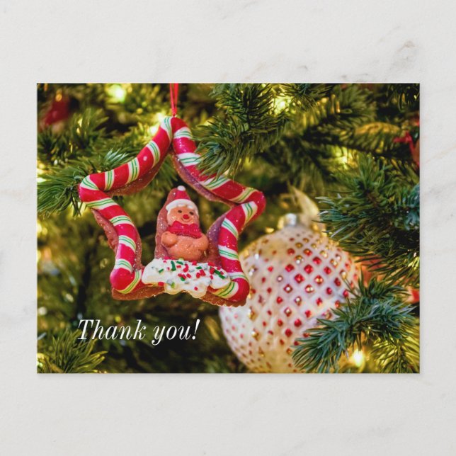 Gingerbread Christmas Ornament Thank you Postcard (Front)