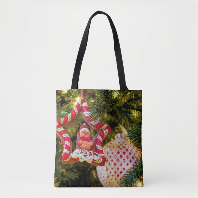 Gingerbread Christmas Ornament Tote Bag (Front)