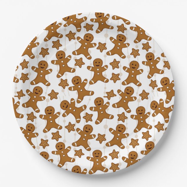 Gingerbread Christmas Paper Plates (Front)