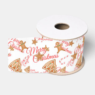 Gingerbread Christmas Pattern Grosgrain Ribbon