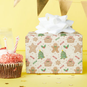 Gingerbread Christmas Pattern Wrapping Paper Roll