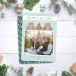 Gingerbread Christmas Photo Card for Family<br><div class="desc">This gingerbread Christmas card features your family photo and sweet pastel gingerbread illustrations. The back of the card features a tree pattern and space for you to add a message and/or more images. © 2023 Tea Olive Co.</div>