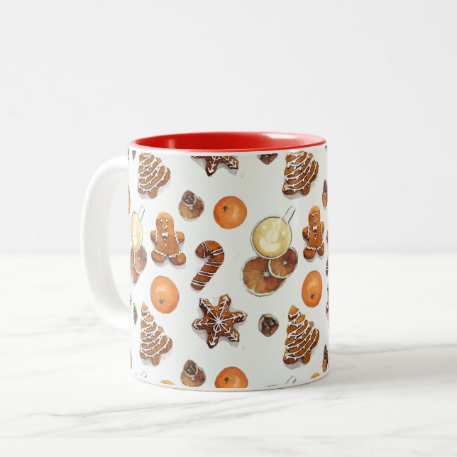 Gingerbread Christmas Scent Two-Tone Coffee Mug (Front Left)