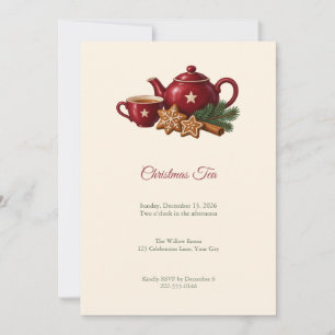 Gingerbread Christmas Tea Party Invitation