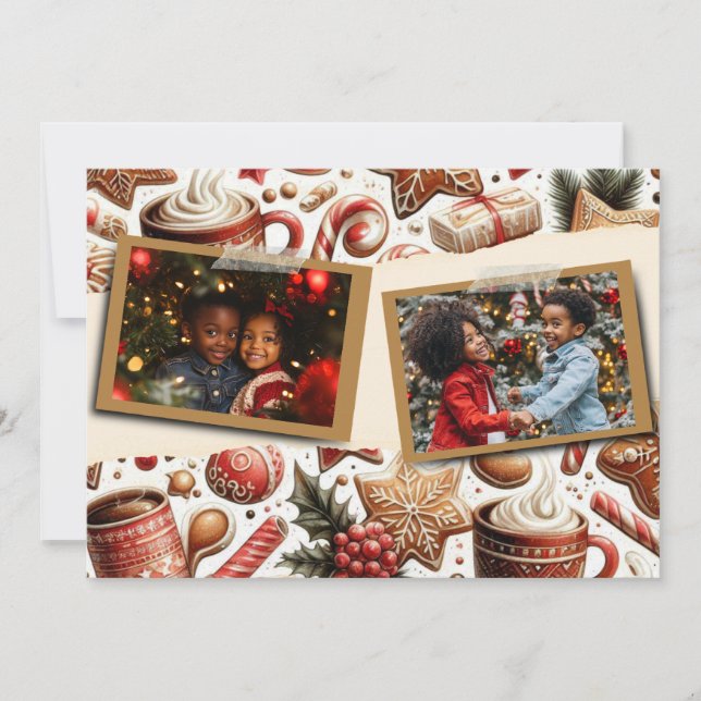 Gingerbread Christmas Themed Flat Holiday Card (Front)