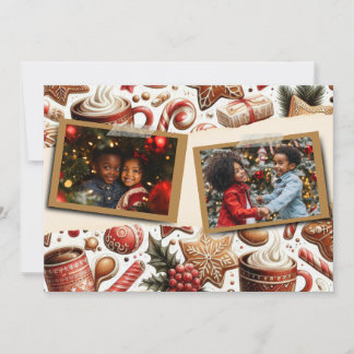 Gingerbread Christmas Themed Flat Holiday Card