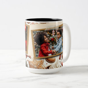 Gingerbread Christmas Themed Flat Holiday Two-Tone Coffee Mug