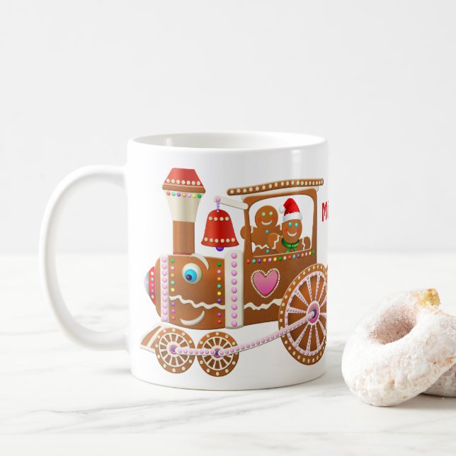 Gingerbread Christmas Train Coffee Mug (With Donut)