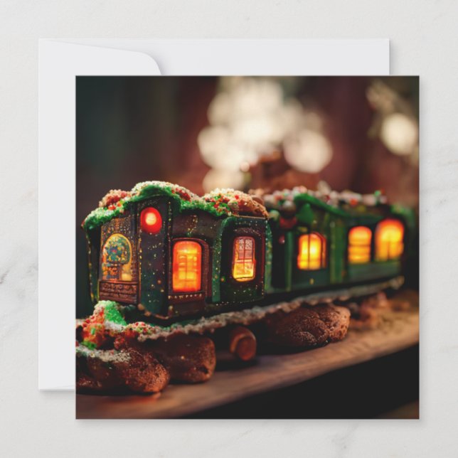 Gingerbread Christmas train  Invitation (Front)